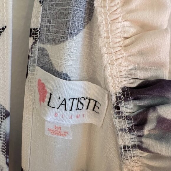 L' Atiste White Purple Floral Romper, M - Picture 7 of 7